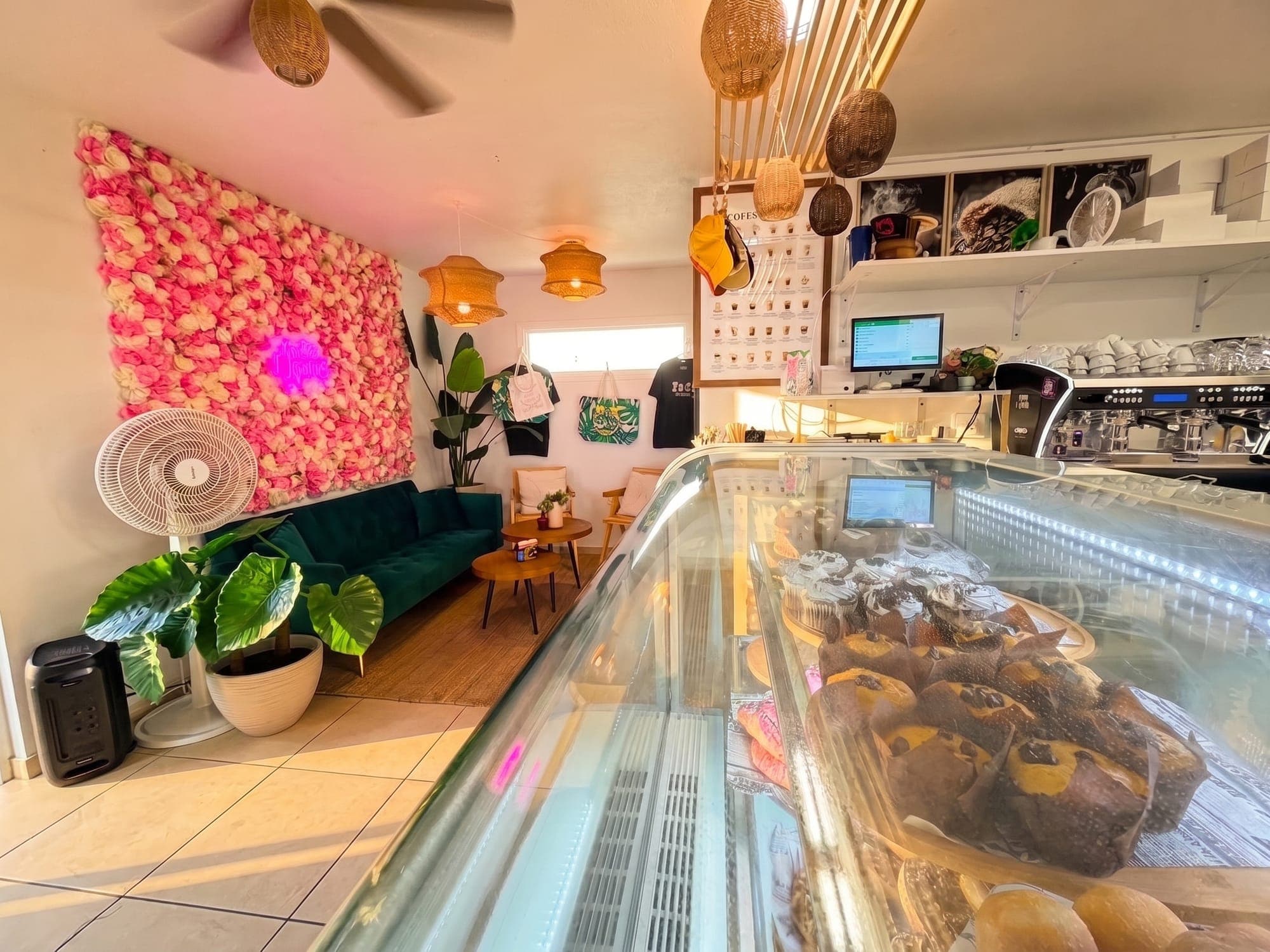 The pastry counter inside the cafe