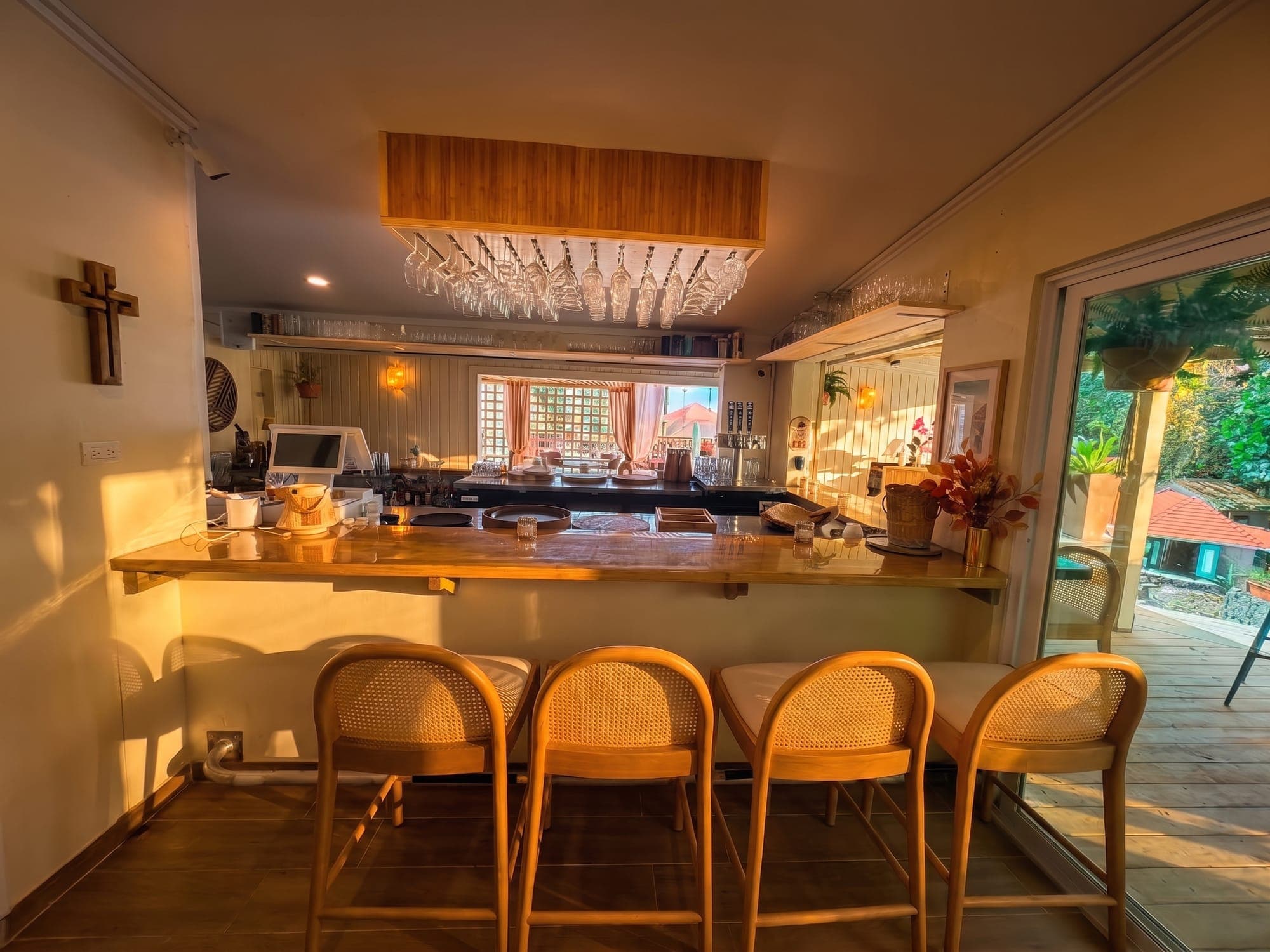 The restaurant kitchen, stainless steel and ready for service